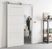 Porta scorrevole reversibile Bent in mdf bianco, L 93 x H 215 cm, con binario Ermes