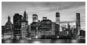 Stampa su tela Skyline New York b&w, bianco e nero 190 x 90 cm