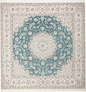 Nain Tappeto persiano 250 x 250 Verde (Iran) Annodato A Mano