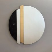 Specchio moderno 80 cm con decori foglia oro e effetto marmo nero - KEVIN