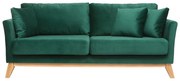 Divano scandinavo a 3 posti in velluto Midnight green piedi in legno OSLO