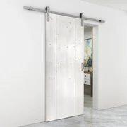 Porta scorrevole Barn bianco in alluminio bianco, L 86 x H 215 cm, con binario Country satinato Reversibile