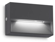 Applique Da Parete Contemporanea Dedra Alluminio Grigio Led 1,5W 3000K Ip65