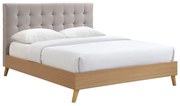 Letto matrimoniale scandinavo legno e tessuto beige 160 x 200cm LYNN