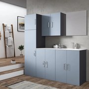 Mobile lavanderia Desi in abs indaco P 51.5 x L 190 x H 200 cm