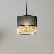TK Lighting Lampada sospens Paglia nero/rattan 1 luce 20 cm