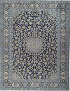 Kashan Tappeto 410 x 320 Blu (Iran) Annodato A Mano