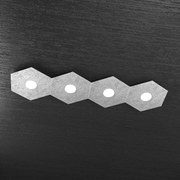 Plafoniera Moderna Hexagon Metallo Foglia Argento 4 Luci Led 12X4W