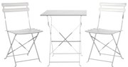 Set Bistrot Pieghevole In Acciaio Tavolo 60x60 Con 2 Sedie Donald Bianco