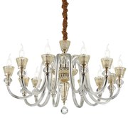 Lampadario Classico Strauss Vetro Oro 12 Luci E14