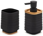 Set accessori bagno dispenser e portaspazzolini d’appoggio in abs nero Wave