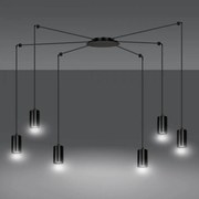 Lampadario a Sospensione in Acciaio TRAKER 6 BLACK e WHITE Colore del corpo Nero