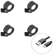 Set di 4 plafoniere e applique moderne nere con LED ricaricabile - Bright