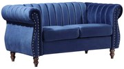 Divano Chesterfield 2 posti in Velluto Blu reale - TRUMBO