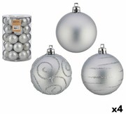 Set di palline di Natale Argentato PVC Ø 6 cm (4 Unità)