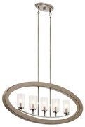 Lampadario Industrial Nordico Grand Bank Acciaio Grigio Antico Vetro 5 Luci E14