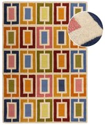 Tappeto in lana tessuto a mano 80x150 cm Retro Blocks - Flair Rugs