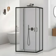 Box doccia 3 lati 70x90x70 cm nero opaco doppio scorrevole  Tay