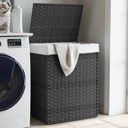 Cesto Portabiancheria Coperchio Grigio 46x33x60 Cm Polyrattan /