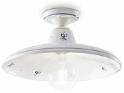 Plafoniera Classica Como Ceramica Bianco Decorato Filo Blu 1 Luce E27