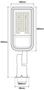 Armatura stradale 50W IP65 asimm. 70x140° - 145lm/W Colore Bianco Naturale 4.000K