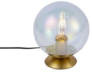 Lampada da tavolo Art Déco ottone con vetro fumé arcobaleno - Pallon