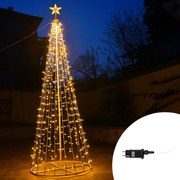 Albero luminoso a cono da 480 Led altezza 2 metri Bianco Caldo fisso e Freddo intermittente Wisdom