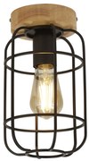 Plafoniera Industrial-Nordico Visione Acciaio Nero Marrone 1 Luce E27