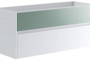 Mobile da bagno sotto lavabo Niwa bianco frontale in vetro verde timo laccato opaco L 119.5 x H 50 x P 45.5 cm 2 cassetti, lavabo non incluso