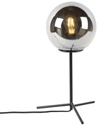 Lampada da tavolo nera art deco con vetro fumé 45,5 cm - PALLON