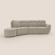 Cerbero divano angolare con pouf mobile in morbido bouclé impermeabile T07 beige
