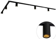Sistema di illuminazione a binario moderno con 5 faretti neri monofase GU10 35 mm - Iconic Ruby