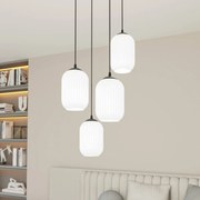EMIBIG LIGHTING Lampada a sospensione Verdi, Ø 30 cm, nero/opal, acciaio/vetro, a 4 luci.