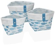 Set di Cestini Versa Aqua Tessile 14 x 14 x 14 cm