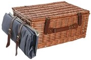 Cestino DKD Home Decor Picnic Marrone Blu Marino vimini 46 x 30 x 20 cm