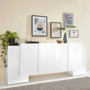 Credenza Moderna Pillon con 2+4 Ante Battenti Bianco Lucido