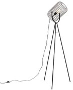 Lampada da terra industriale a treppiede in acciaio nero - Bliss Vefa