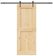 Porta Scorrevole Con Set Hardware 85x210 Cm Legno Massello Pino /