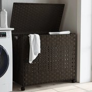 Cesto Portabiancheria Ruote Marrone Scuro 66x35x60 Cm Rattan /