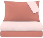 Completo letto matrimoniale microfibra mano pesca rosa