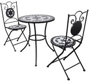 Set Da Bistrot 3 Pz İn Piastrelle Di Ceramica Nero E Bianco /