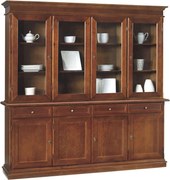 JAQUELINE - credenza con vetrina in legno massello cm 205 x 42 x 205 h