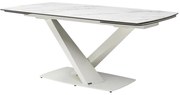Tavolo da pranzo allun. 6-10px Vetro  Ceramica Metallo Effetto marmo Bianco - MALENA della Maison Céphy