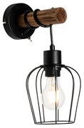 Applique da parete rustica nera con legno - Stronk