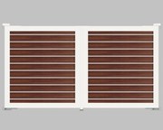 Cancello automatico battente ALBA Maia120-20 in alluminio, apertura centrale, L 350 x H 190 cm, di colore noce telaio bianco