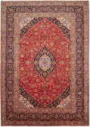 Kashan Tappeto 350x250 Rosso (Iran) Annodato A Mano