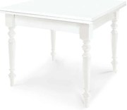 GEORDIE - tavolo da pranzo allungabile a libro in legno massello bianco gamba tornita cm 100 X 100/200