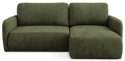 Divano angolare verde allungabile/con contenitore (con penisola a destra/con chaise lounge) con rivestimento in ciniglia Lilo – Makamii