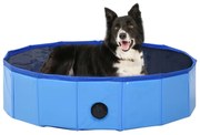 Piscina per cani pieghevole blu 80x20 cm in pvc