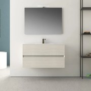 Mobile sottolavabo, lavabo e specchio ZENO bianco rock L 100 x H 55 x P 46 cm 1 vasca 2 cassetti